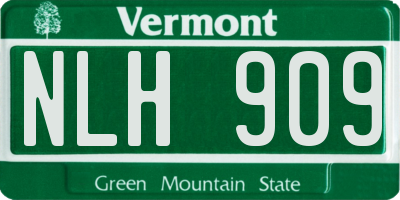 VT license plate NLH909