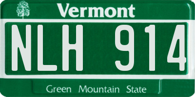 VT license plate NLH914