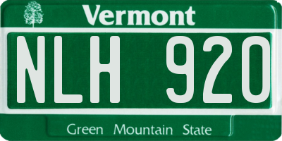 VT license plate NLH920