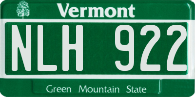 VT license plate NLH922