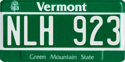 VT license plate NLH923