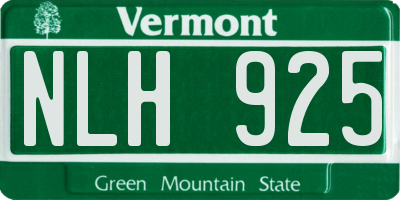 VT license plate NLH925