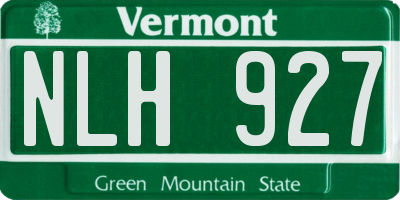 VT license plate NLH927