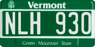 VT license plate NLH930