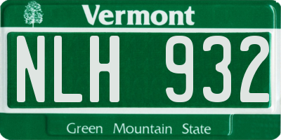 VT license plate NLH932