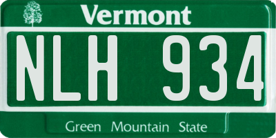 VT license plate NLH934