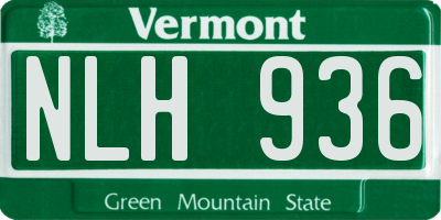 VT license plate NLH936