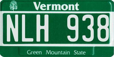 VT license plate NLH938