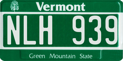 VT license plate NLH939