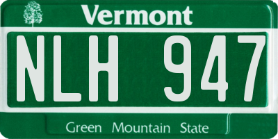 VT license plate NLH947