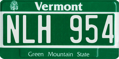 VT license plate NLH954