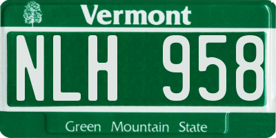 VT license plate NLH958