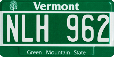 VT license plate NLH962