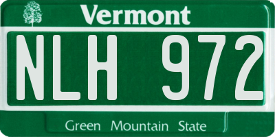 VT license plate NLH972