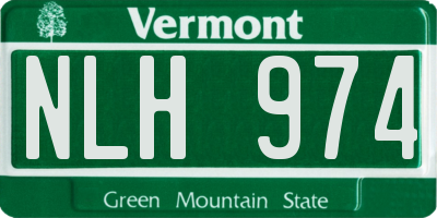 VT license plate NLH974