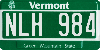 VT license plate NLH984