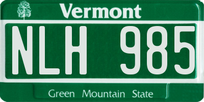 VT license plate NLH985