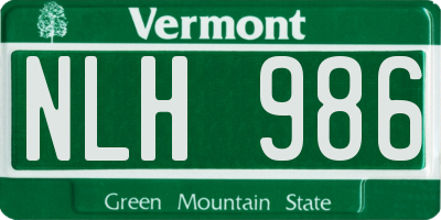 VT license plate NLH986