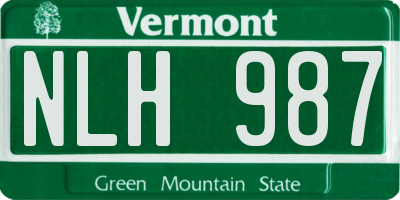 VT license plate NLH987