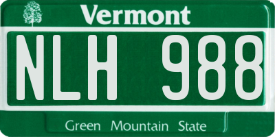 VT license plate NLH988