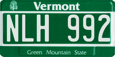 VT license plate NLH992