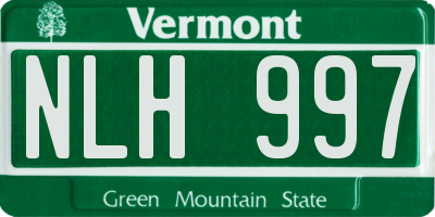 VT license plate NLH997