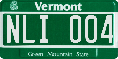 VT license plate NLI004