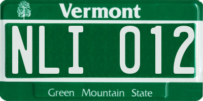 VT license plate NLI012