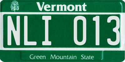VT license plate NLI013