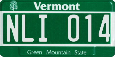 VT license plate NLI014