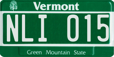 VT license plate NLI015