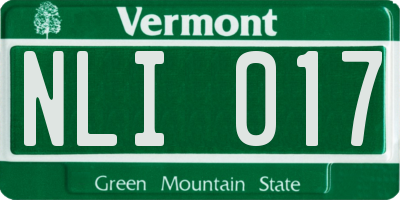 VT license plate NLI017