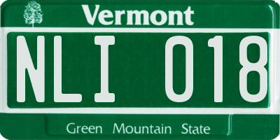 VT license plate NLI018
