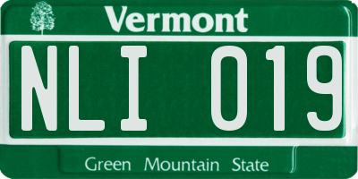 VT license plate NLI019