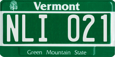 VT license plate NLI021