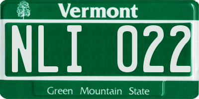 VT license plate NLI022
