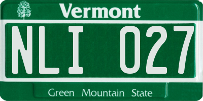 VT license plate NLI027