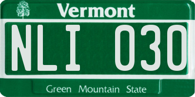 VT license plate NLI030