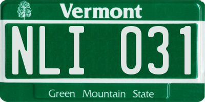VT license plate NLI031