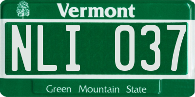 VT license plate NLI037