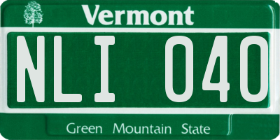 VT license plate NLI040