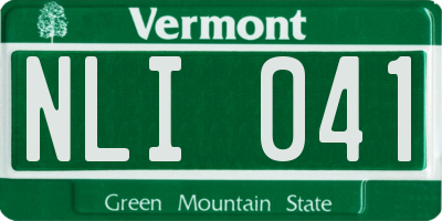 VT license plate NLI041