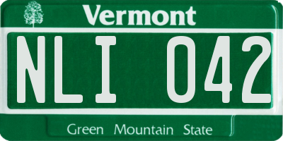 VT license plate NLI042