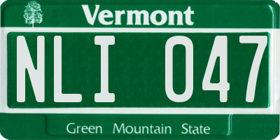 VT license plate NLI047