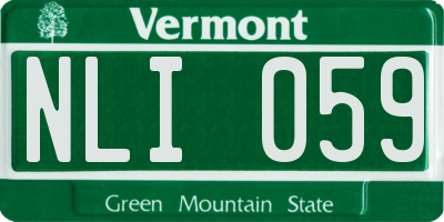 VT license plate NLI059