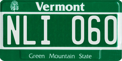 VT license plate NLI060