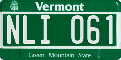 VT license plate NLI061