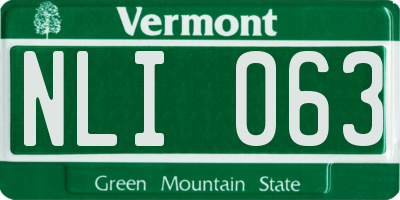 VT license plate NLI063
