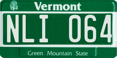 VT license plate NLI064
