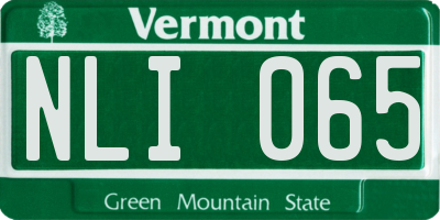 VT license plate NLI065